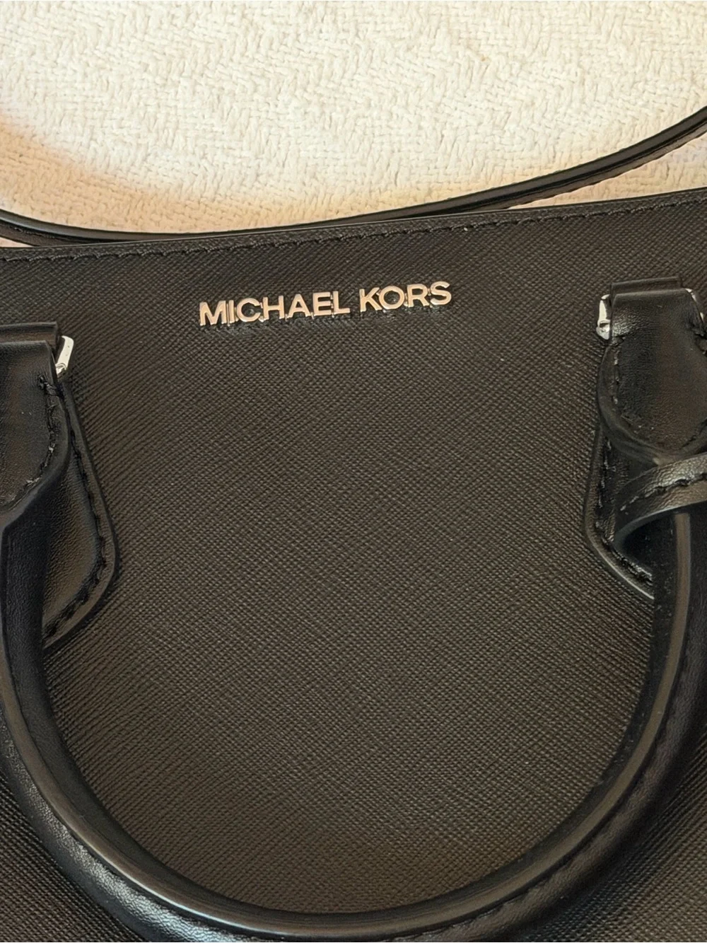 MICHAEL KORS Small Black Saffiano Leather Satchel with Crossbody Strap